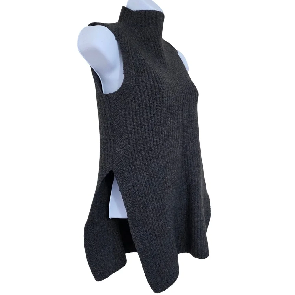 Three Dots‎ Sleeveless Funnel Neck Sweater Sz S Knit Tunic Top Indie Lagenlook